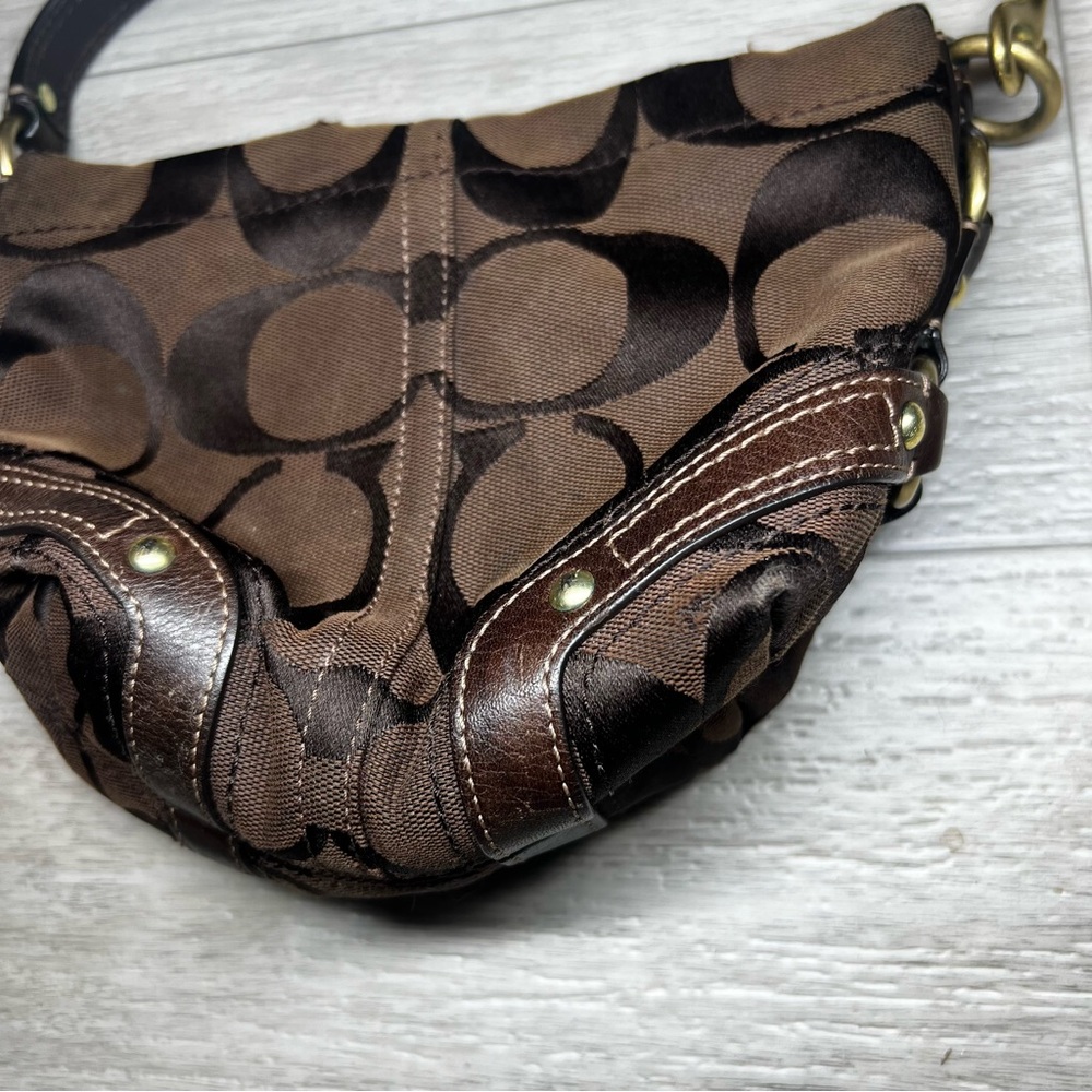 Coach Signature Brown Jacquard Mini Hobo Bag Y2K Style - Picture 4 of 13